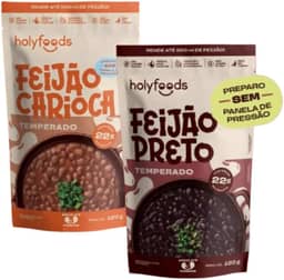 2 UND FEIJÃO TEMPERADO SEM PANELA DE PRESSÃO HOLYFOODS 120G - CARIOCA E PRETO