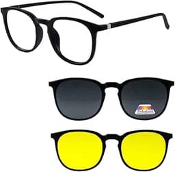Armação de Oculos para Grau, Oculos de Sol Masculino, Polarizado, Oculos com Clip On 3 em 1, Dia e Noite, Imã Magnetico