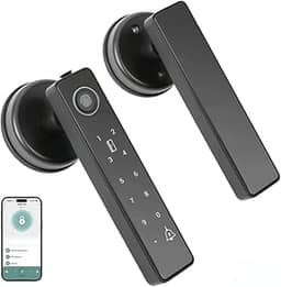 Fechadura, Preto Maçaneta Eletronica, Fechadura Eletrônica, Fechadura Inteligente, Fechaduras Digitais 6 em 1 com Controle de Aplicativo/Impressão Digital/Cartão IC/NFC / 2 Chaves Mecânicas