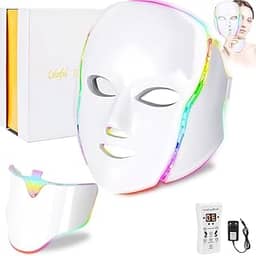 Mascara LED, Mascara de Led Facial e Pescoço, Mascara de LED, 7 Cores, 900 g, Mascarillas para uso Doméstico