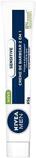 NIVEA MEN Creme de Barbear Sensitive 2 em 1 65g - Para peles sensíveis, previne irritações, com extrato de camomila e minerais, deslizamento suave da lâmina