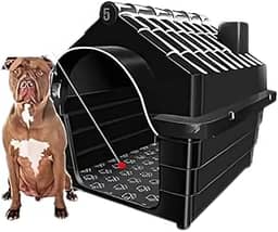 Kit Casa para Cachorros com Porta Ração N6 Cor:preto