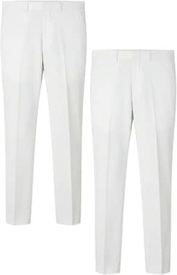 KIT 2 Peças - Calça Social Masculina Slim Branca Calça de Terno Tecido Panamá Calça Formal Alfaiataria Homens