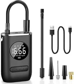 Compressor de Ar Portátil com Bomba de Pneu Sem Fio 150 PSI, com Bateria Recarregável de 4000 mAh, Bomba de Ar Premium