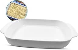 1 Travessa Retangular Refratária 2000ml Porcelana Grande 30cm alça forno freezer