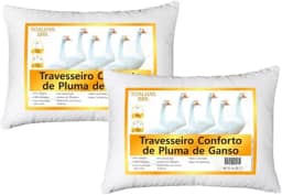 Kit 2 Travesseiro Conforto de Pluma de Ganso 50x70cm - Branco