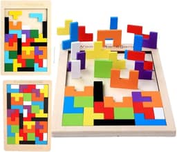 Brinquedo Educativo de Madeira – Quebra-Cabeça Montessori Colorido Infantil, Jogo de Raciocínio Lógico, Encaixe de Peças, Coordenação Motora e Foco – Tabuleiro Puzzle Didático 5 6 7 8 9 anos
