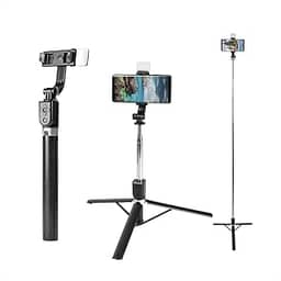 Genérico Bastão Selfie com Tripé e Luz de LED para Celular, Ajustável 360º, Extensão Máxima de 168 cm, Controle Bluetooth, Preto