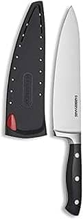 Faca de chef Farberware 5173577 Edgekeeper, rebite triplo e bainha autoafiável, 20 cm, preto