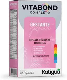 Katiguá, Polivitamínico Vitabond Gestante, Completo de A a Z, Com 13 Vitaminas, 8 Minerais, Metilfolato e Vitamina de A a Z, Super Concentrado, 60 Cápsulas rígidas • 60 doses