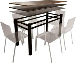 Base Para Mesa De Vidro Jantar 6 Lugares Preta Retangular