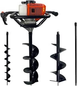Perfurador de Solo a Gasolina 52cc com Brocas 80x10cm + 80x20cm + 80x25cm + Extensão 100cm Carbon Fak