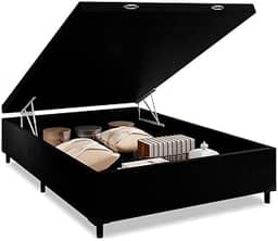 Cama Box Baú Casal Preto com Pistão a gás - 138x188