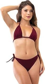 Biquíni Cortininha de Fio Amarração Lateral Moda Praia