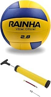 Bola de Vôlei Profissional Rainha 2.8 - Perfeita para Jogos em Areia e Quadra Para Treinos, Jogos e Lazer, Amarela + Bomba de Ar