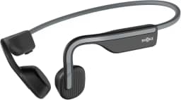SHOKZ OpenMove – Fones de ouvido esportivos Bluetooth abertos, fones de ouvido sem fio de condução óssea, à prova de suor para corrida e exercícios, com pacote de adesivos, cinza