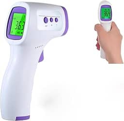 Termômetro Infravermelho Digital 3 em 1 Sem Contato Alta Precisão para Testa Corpo, Alimentos, Líquidos, Indicador de Febre e com Visor LCD Premium
