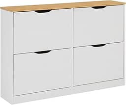 IDIMEX Sapateira Basculantes Madeira 24 Pares Basil Mel Branco Horizontal tamanho ate 42 Sapateira Grande Hall de Entrada