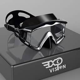 EXP VISION Máscara de mergulho para adultos Pano 3 com visão panorâmica, lentes de vidro temperado, máscara de mergulho, óculos de natação premium com cobertura de nariz para snorkeling, natação e natação