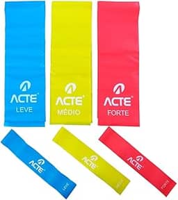 Acte, Kit 3 Faixas Bands e 3 Mini Bands, Tpe, com Diferentes Níveis de Intensidade, nas cores Azul, Amarelo e Vermelho, T270-A.