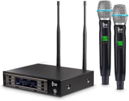 Microfone sem fio duplo profissional Dylan D-9000 UHF 200 canais