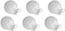 Porcelana Schmidt Estojo com 6 Xícaras de Café com Pires com Pé em - Modelo Redondo com Relevo Pomerode - Branca - fabricado pela,