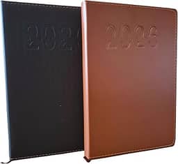 Agenda Planner 2026 Executiva Anual Semanal Costurada 14x21cm 336 Páginas 1 Página por Dia Capa Preta ou Marrom Profissional e Elegante (Marrom)