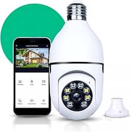 Câmera Espiã Lampada WiFi Visão Noturna Full HD 360º Segurança Externa Residencial Sensor Movimento Áudio Zoom Giratória Alta Definição Ângulo Amplo Durável Estável Resistente