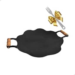 Tacho Disco de Arado em Ferro Fundido, 48cm, Alças de Madeira, para Paella e Carnes