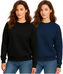 Kit 2 Casaco Moletom Gola Redonda Feminino Careca Blusa De Frio