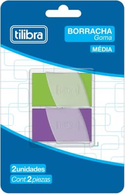 Tilibra - Borracha Neon com Capa Plástica Académie Média - Blister com 2 Unidades, Cores Sortidas