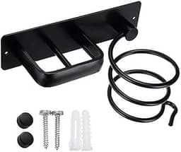 RSPD Suporte de secador de cabelo de alumínio, suporte para secador de cabelo, suporte para modelador de cachos para quarto e banheiro, suporte de ferro plano montado na parede para