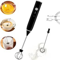 Mini Mixer Portátil MTS, Misturador, Espumador de bebidas, Recarregável USB, Sem fio, Batedor Ovos Elétrico, 2 em 1, Haste em inox, 3 velocidades, para Shakes,Whey, Fuê, Multiuso.