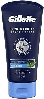 Gillette Creme de Barbear Rosto e Corpo com Aloe Vera, Ideal para Barbear com um Aparelho de Barbear no Chuveiro 150mL