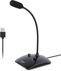 Ko-Star Microfone de gravação, microfone omnidirecional condensador de podcast de computador com botão mudo e indicador LED para laptop, Mac, PS4 - vocal, podcasting, Skype, YouTube, streaming (preto)