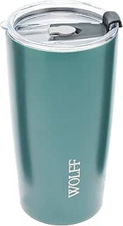 WOLFF - Copo Térmico de Aço Inox Parede Dupla com Tampa Verde 600ml