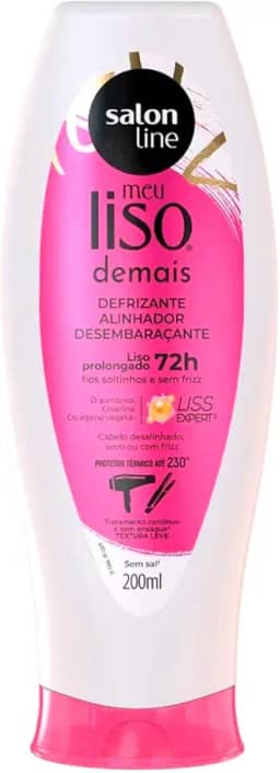 Salon Line, Defrizante Protetor Térmico, Meu Liso Demais, Vegano - Para Cabelos Lisos Naturais, Alisados ou Relaxados, 200 ml