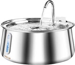 Fonte de Agua pra Gato,Janela de Nível de Água e Aço Inoxidável,Capacidade de 4L e Conveniência para Viagens,Sistema de Filtragem Quádrupla,Fácil de Desmontar e Limpar,Bebedouro Gato 4L
