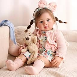 Bebê Reborn Boneca Realista Corpo de Silicone Menina Olhos Azuis 55cm