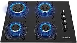 Cooktop a Gás, 4 Bocas, Mondial, Preto/Inox, Bivolt - CTG-01