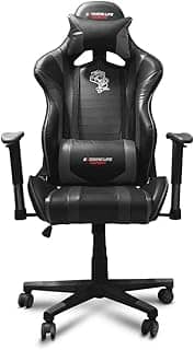 ELG, CH05BK, Cadeira Gamer Black Hawk c/Apoio Cervical, Encosto Reclinável, Apoio de Braços, Ajuste de Altura, Inclinação de 180°, Suporta até 150kg, Preto