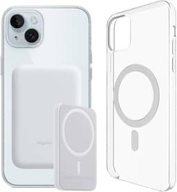 Carregador Portátil + Capa Magnética por Indução Compatível com Magsafe para iPhone 15, 15 Pro Max e 15 Plus (iPhone 15)