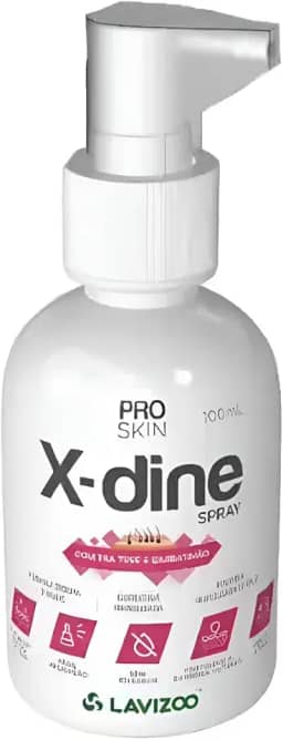 X Dine Spray Lavizoo 100ml Clorexidina Antisséptico Cicatrizante para Cães e Gatos