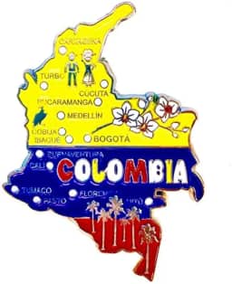 Imã Colômbia - Mapa Mundi Magnético - Imã Geladeira - MYWORLDMAP