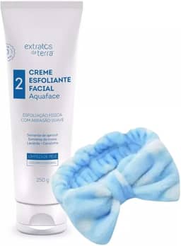 Creme Esfoliante Facial Aquaface 250g – Esfoliação Suave e Natural + Faixa de Pelúcia Para Cabelo