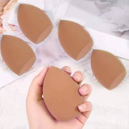 Esponja profissional de maquiagem 3 peças, esponja macia em forma de gota de água, esponjas corretivas, ferramentas de beleza para maquiagem facial, marrom