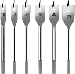 Kit 6 Brocas Chatas para Madeira 10mm a 25mm – Aço de Alta Resistência, Perfuração Rápida e Precisa para Furadeira Elétrica e Parafusadeira PREMIUM