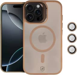 Gshield Capa Case Capinha Titanium Desert com Protetores de Lente e Alça Suporte Elevada na Câmera, Compatível com MagSafe para (Bege, iPhone 16 Pro Max)
