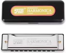 Gaita de Boca Diatônica JDR – 10 Furos 20 Vozes em Dó (C) com Estojo – Harmônica Profissional para Blues, Folk, Iniciantes e Músicos (Prata)