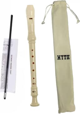 Zaidan’s Flauta Doce Soprano Germânica em Dó (C), ABS, 3 partes, bege, com bag e vareta de limpeza — indicada para estudantes e escolas